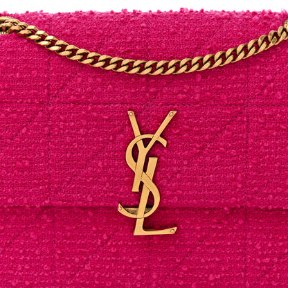 Saint Laurent Boucle Tweed Patchwork Monogram Medium Jamie Baguette Magenta 8 of 10