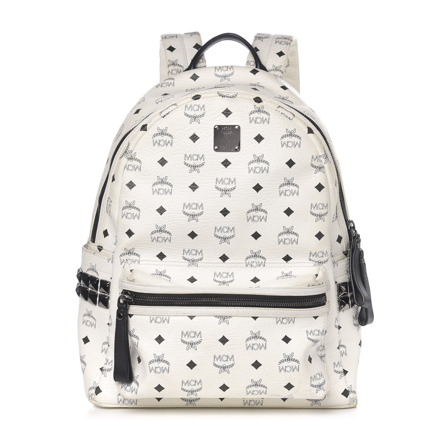 MCM Visetos Medium Side Studs Stark Backpack White 1 of 15