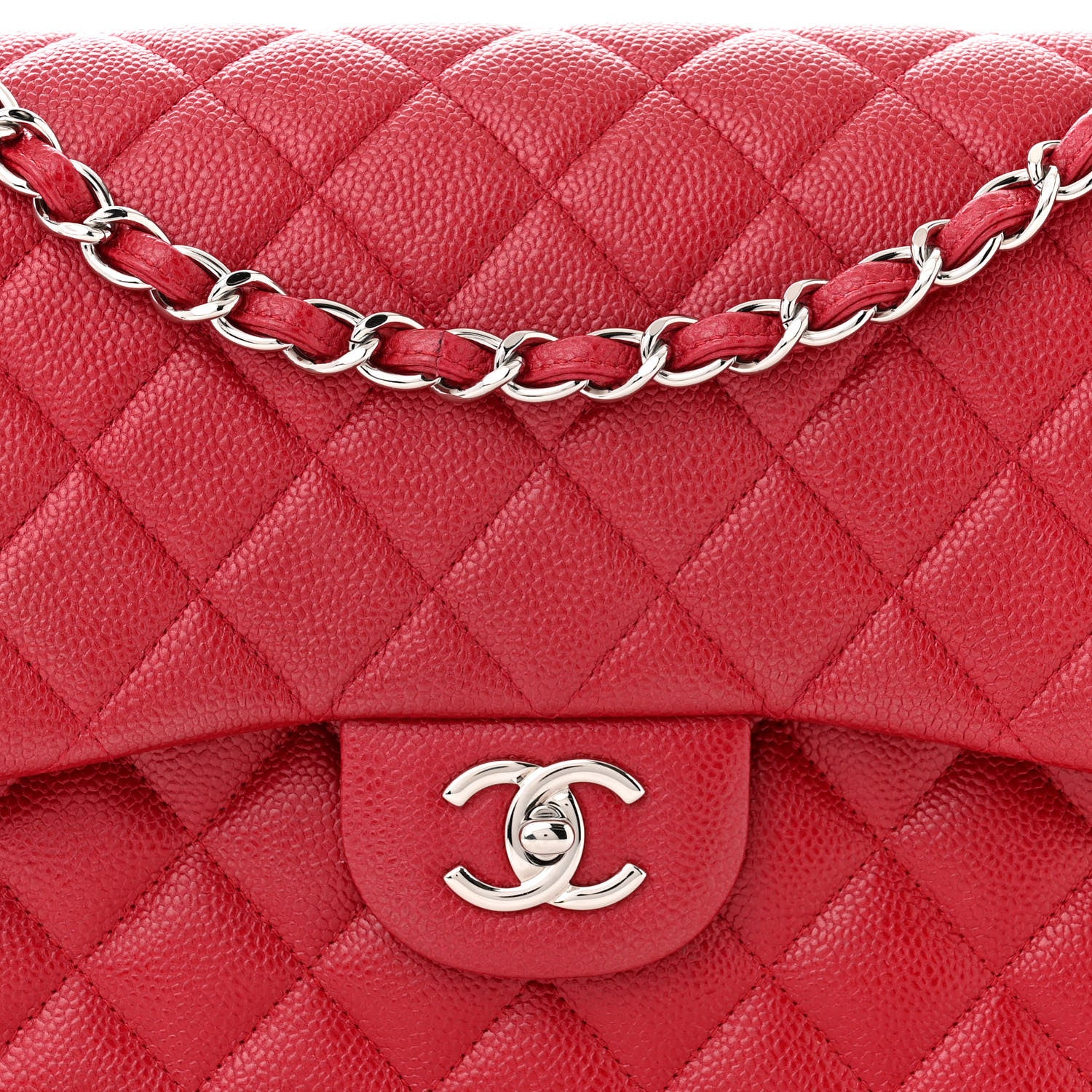 Chanel Pearly Caviar Quilted Jumbo Double Flap Dark Pink 8 of 10