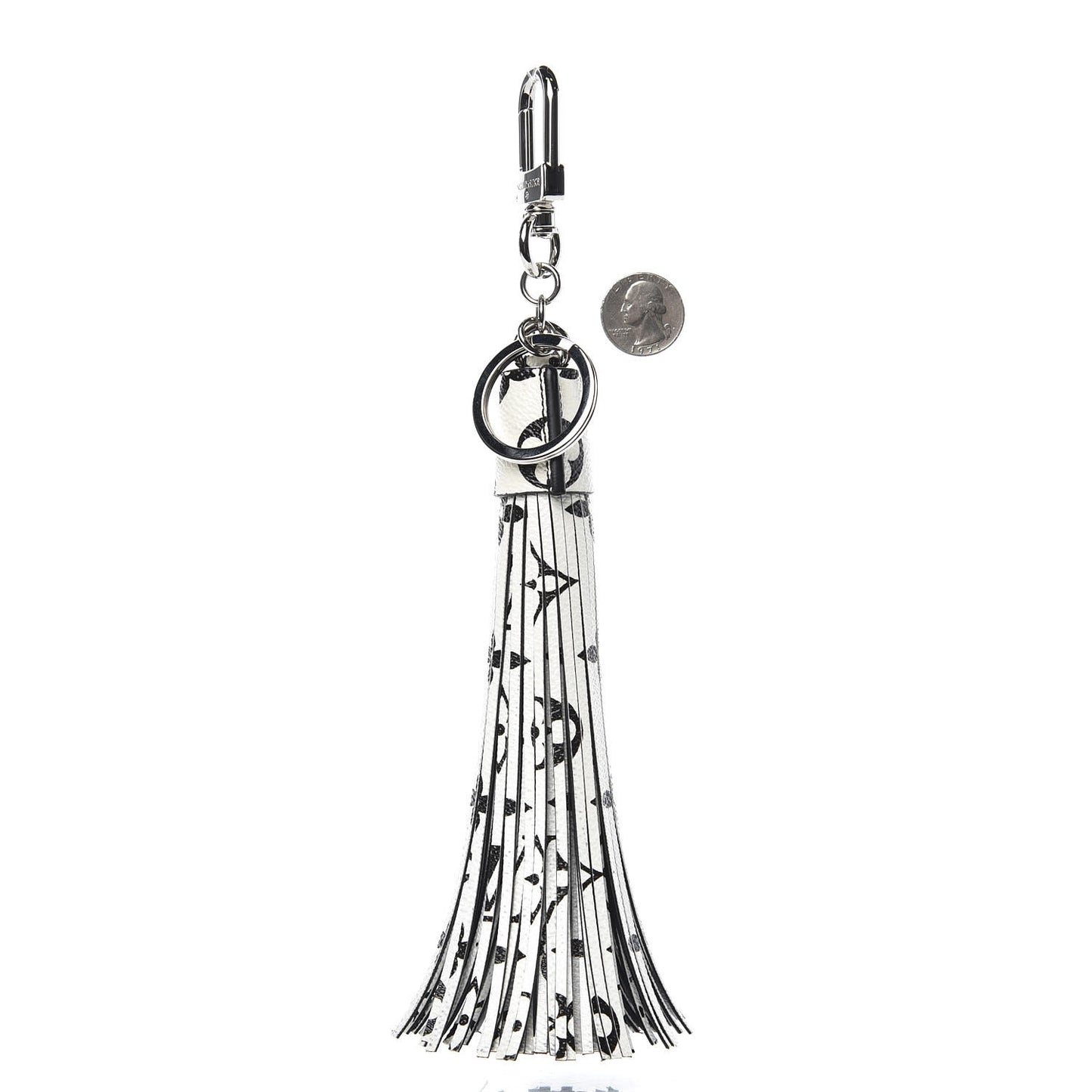 Monogram Tassel Bag Charm White