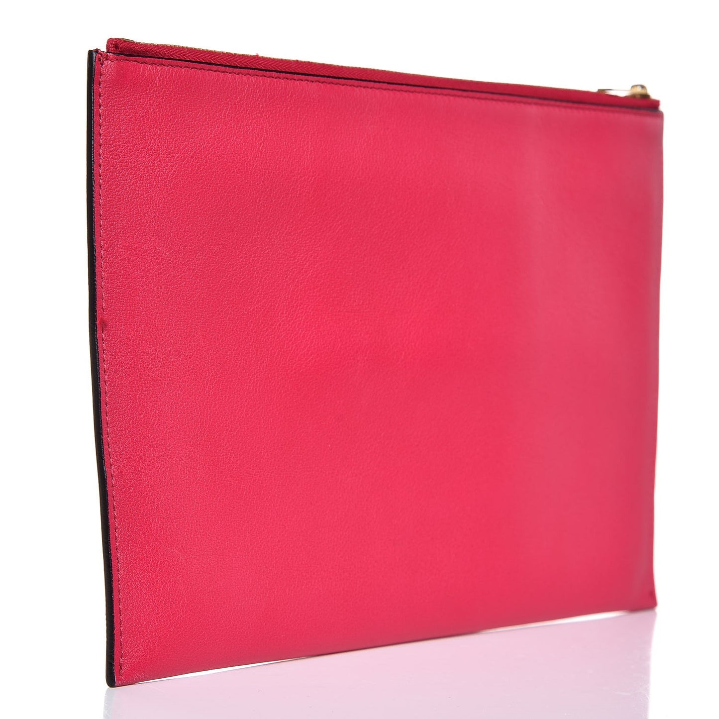 Calfskin Flap Pocket Clutch Fuchsia