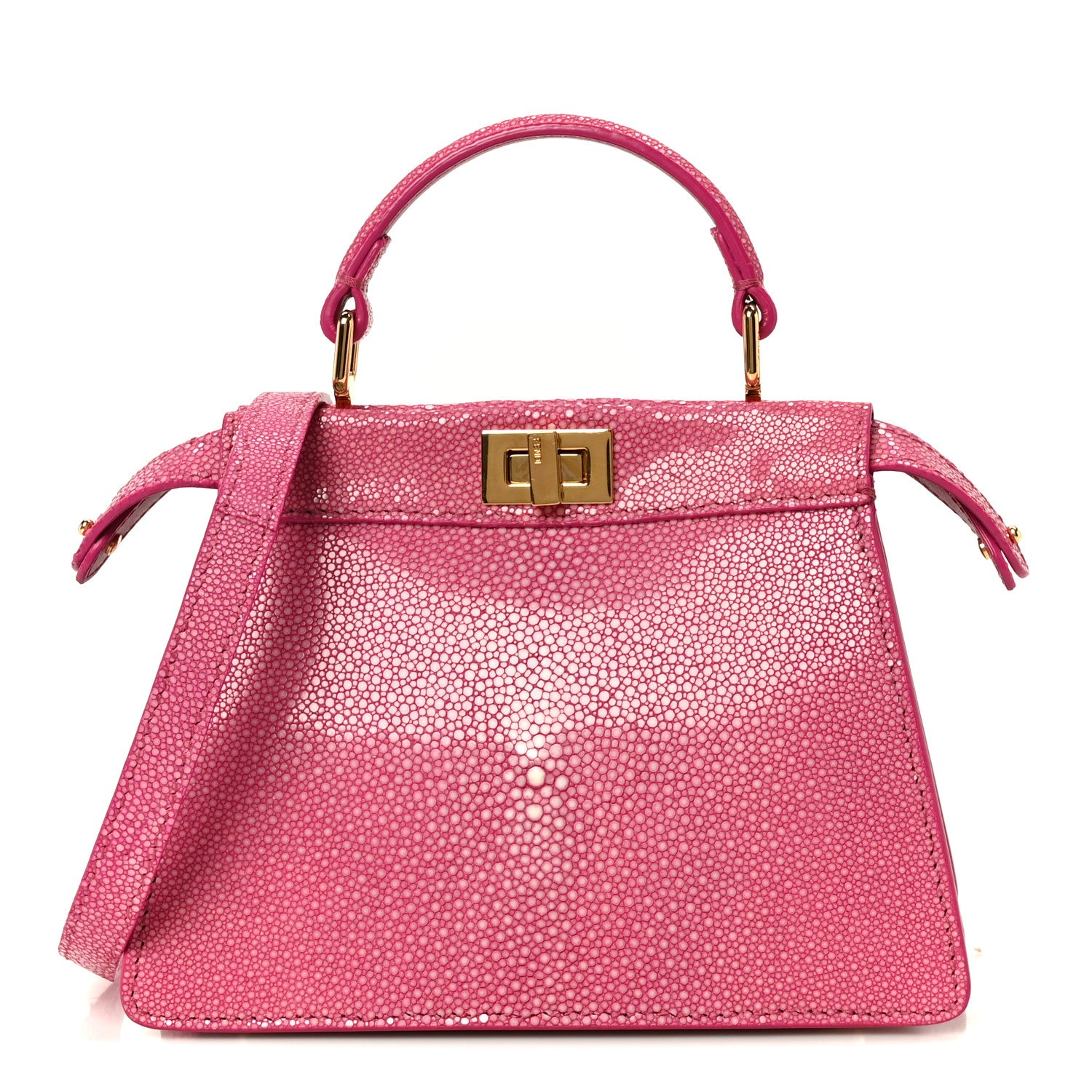 Fendi Stingray Shiny Nappa Petite Peekaboo I SEE U Satchel Ciclamino Pilar 1 of 10