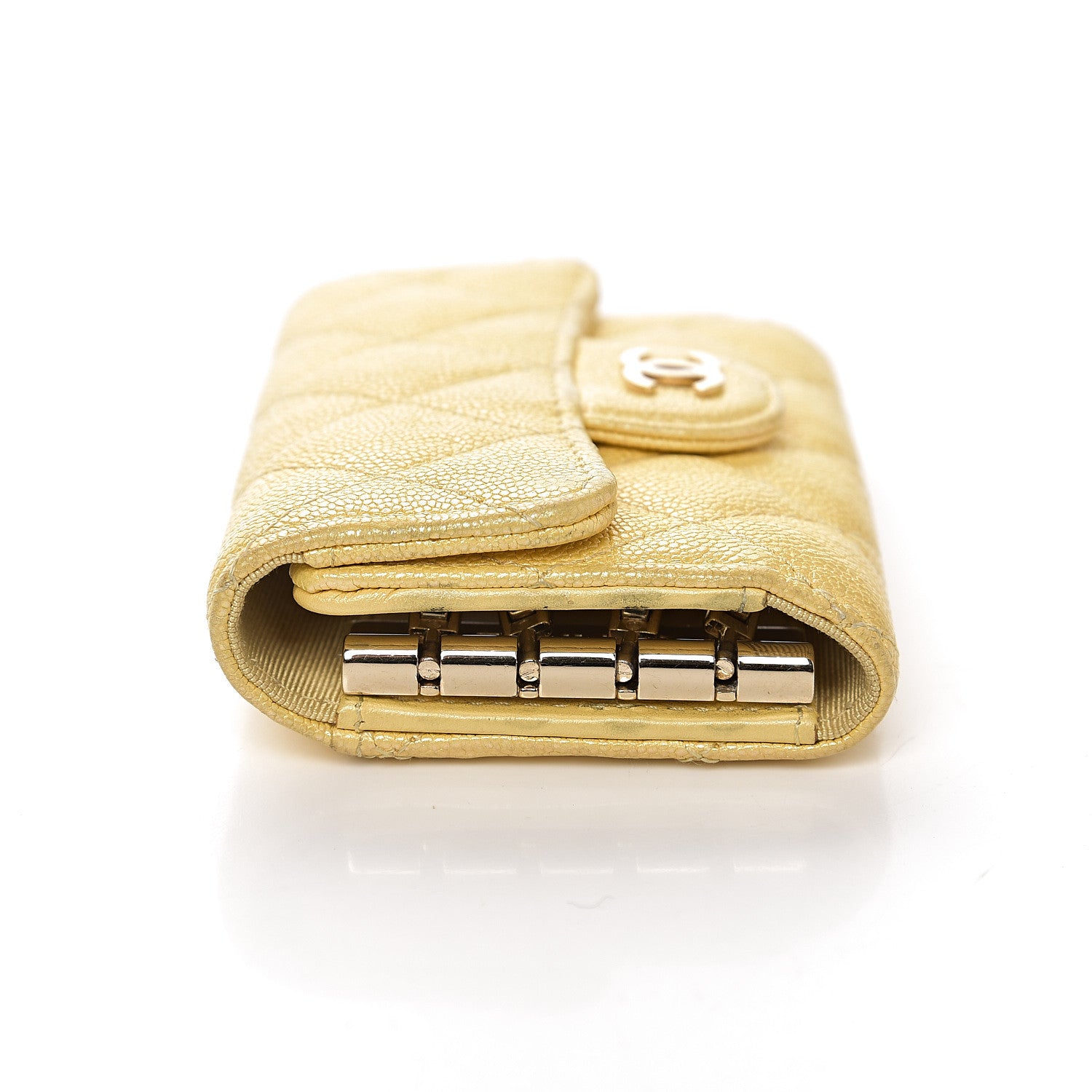 Chanel Iridescent Caviar Quilted Classic 4 Key Holder Wallet Yellow 7 of 11