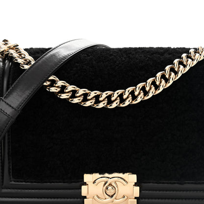 Chanel Shearling Calfskin Medium Boy Flap Black 8 of 11