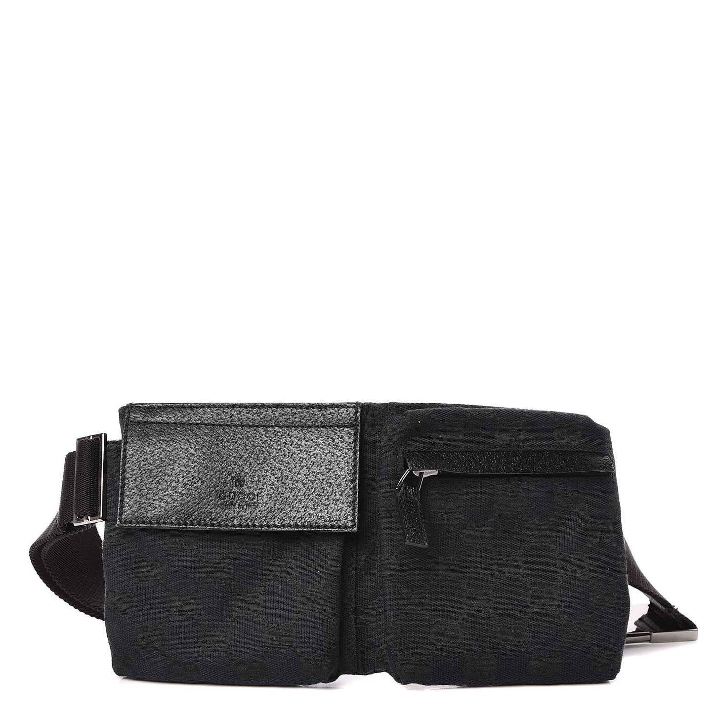 GG Monogram Double Pocket Belt Bag Black