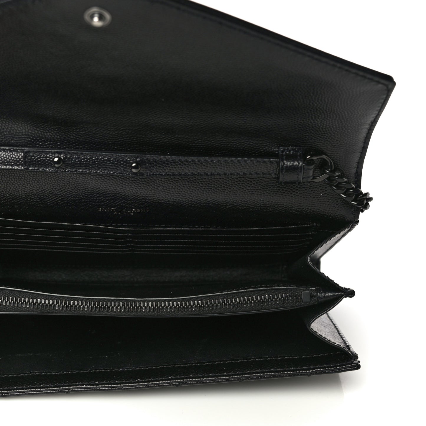Grain De Poudre Matelasse Chevron Monogram Chain Wallet Black
