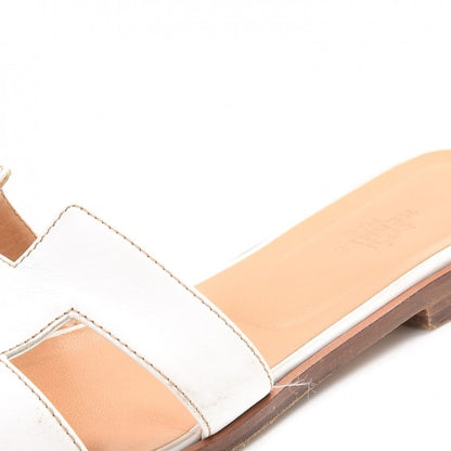 Hermes Box Calfskin Oran Sandals 38.5 White 9 of 12