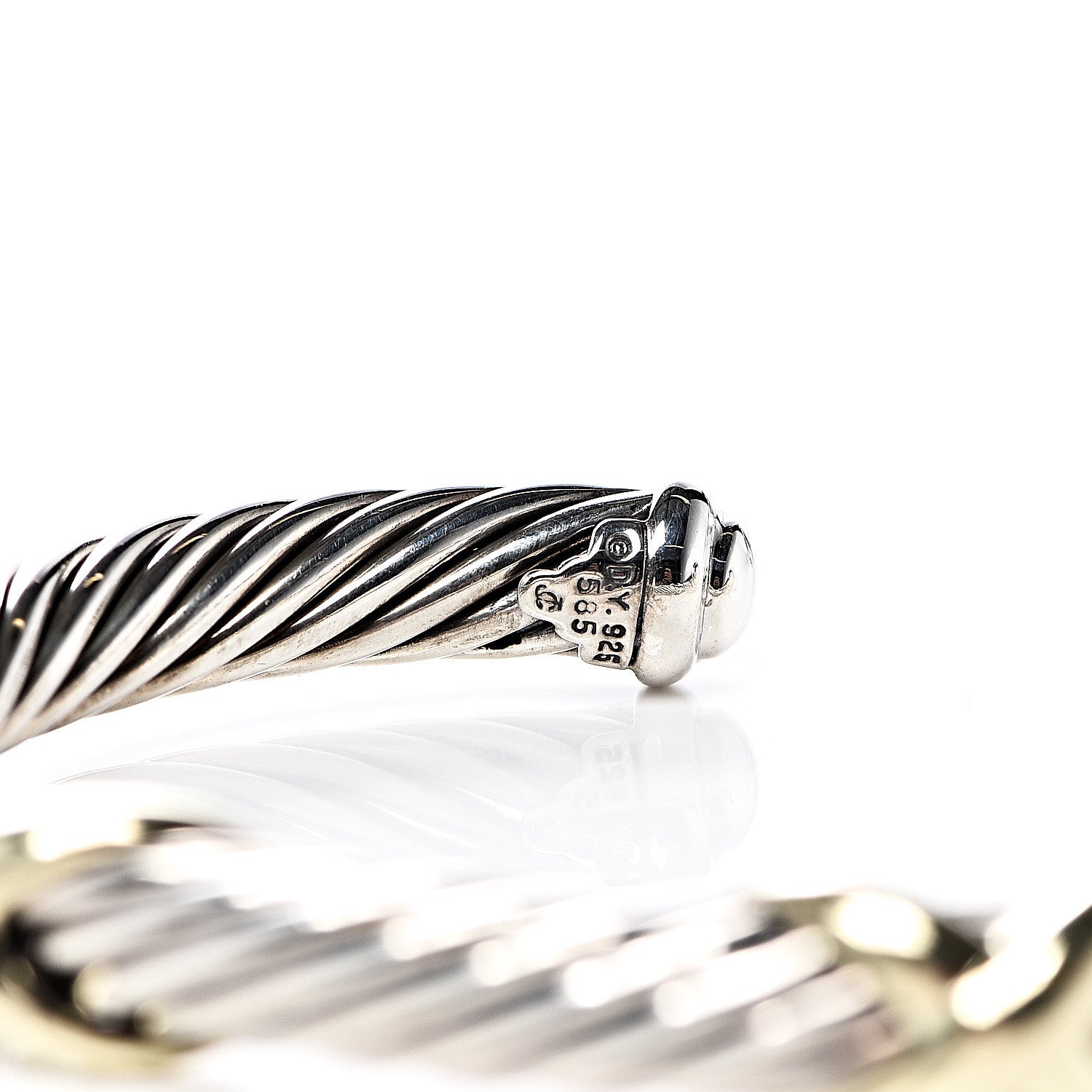 David Yurman Sterling Silver 14K Yellow Gold 7mm Double X Cable Bracelet 4 of 4