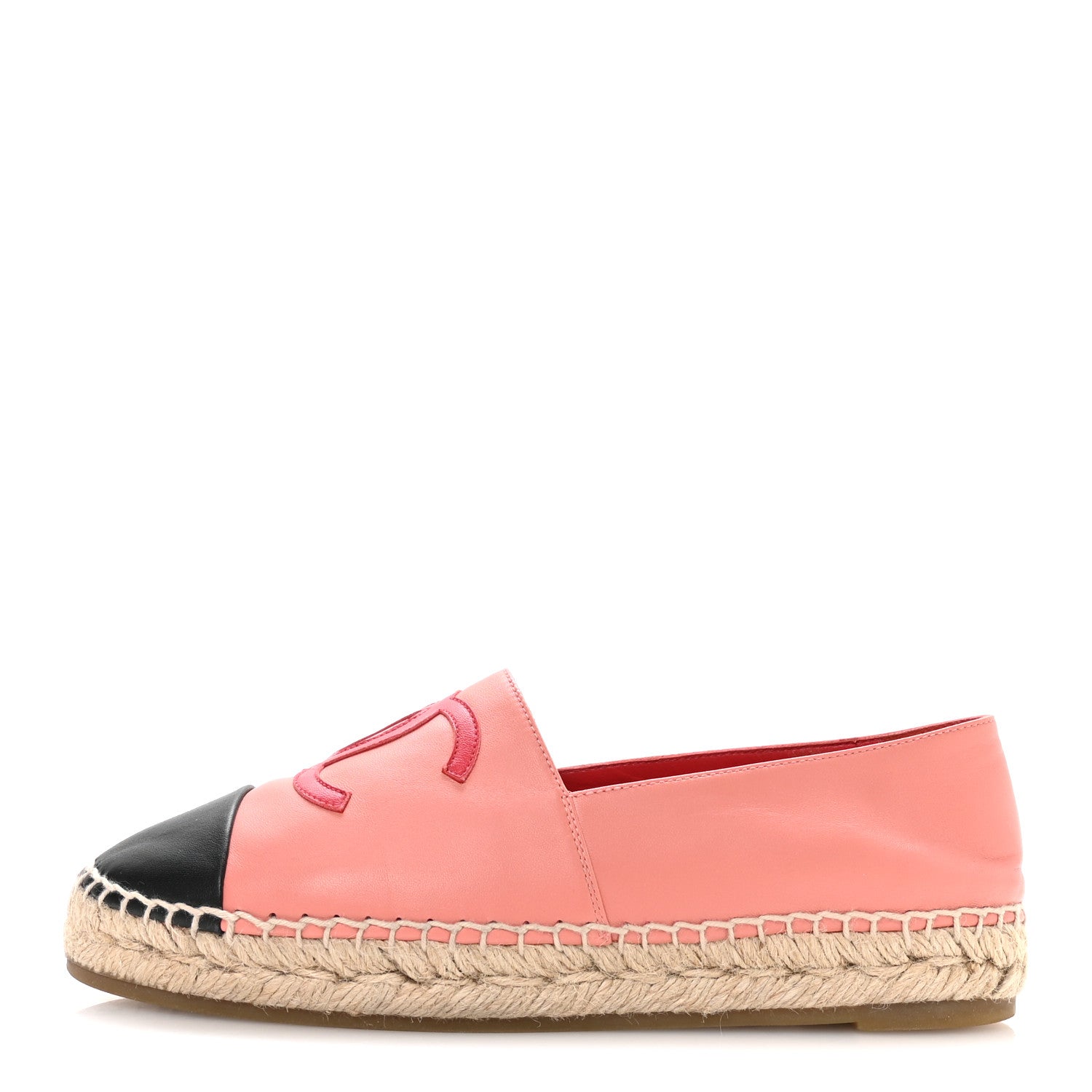 Chanel Lambskin CC Espadrilles 38 Pink Red Black 1 of 8