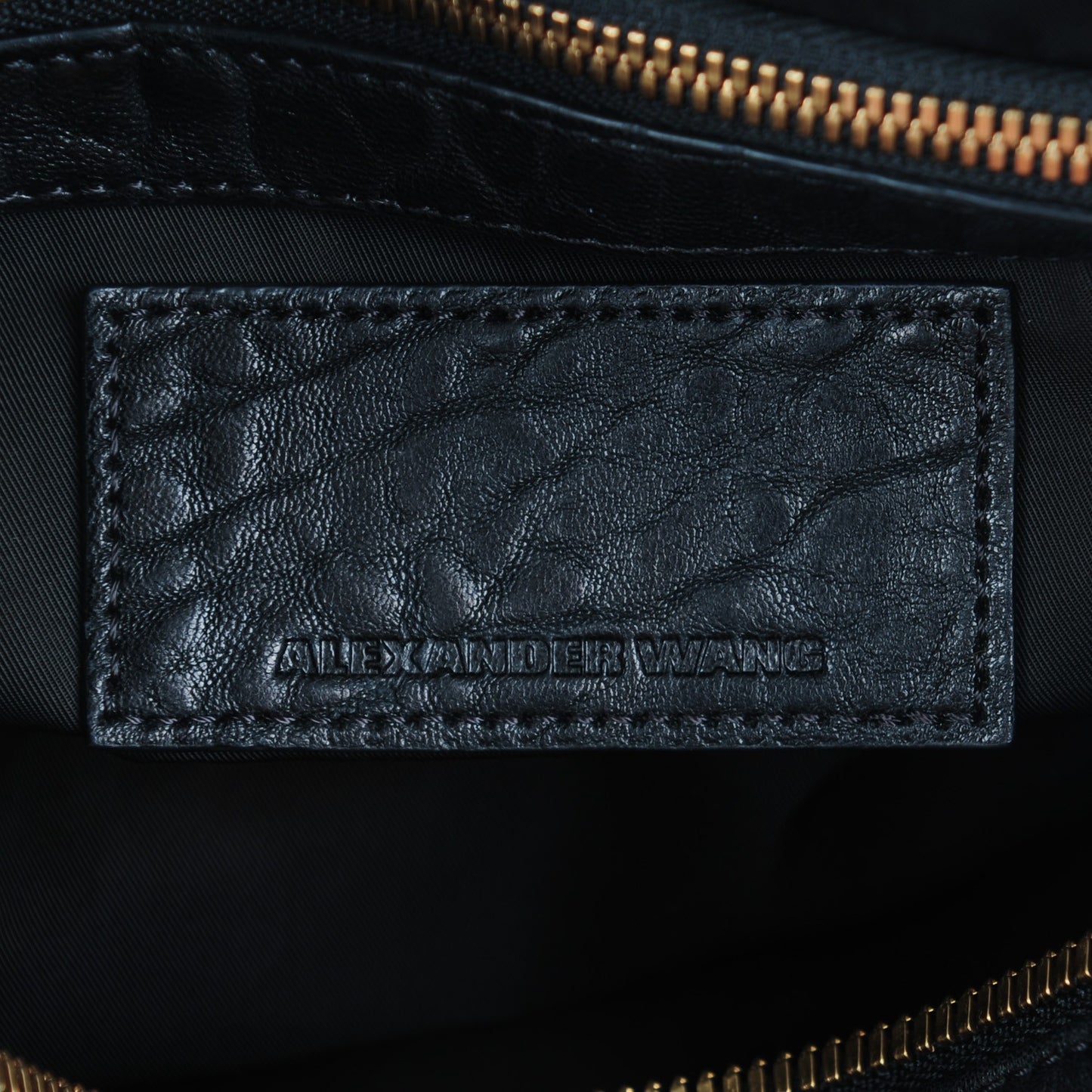 Pebbled Lambskin Rocco Black Antique Brass Hardware