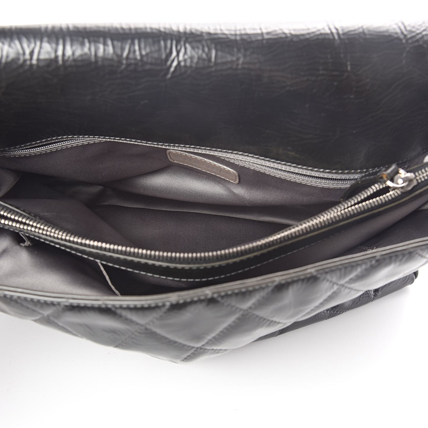Glazed Calfskin Quilted CC Messenger Bag Black