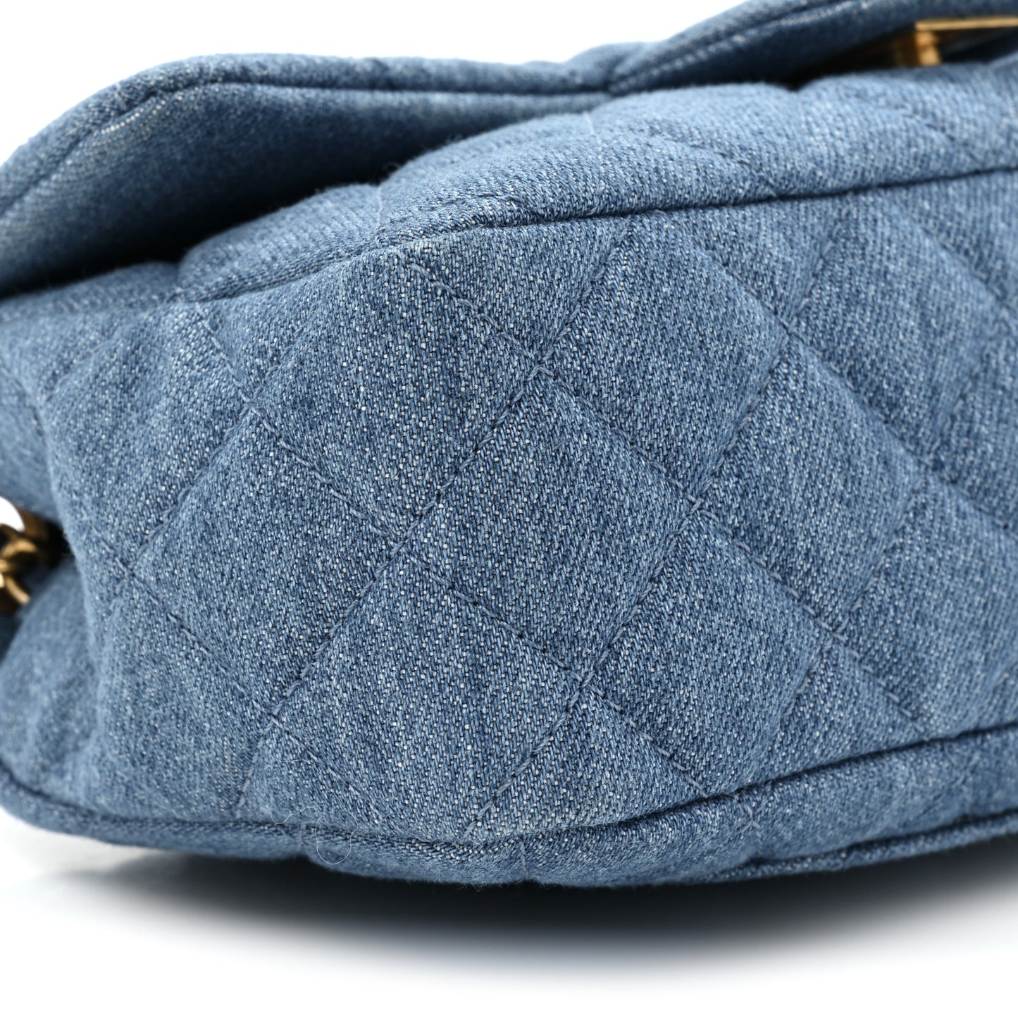 Denim Quilted Mini Pearl Crush Rectangular Flap Blue