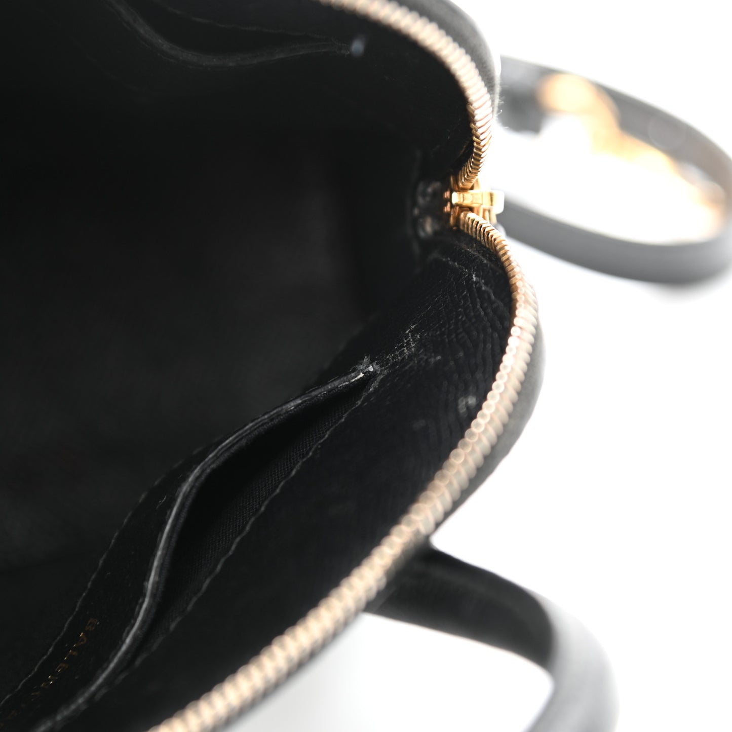 Signature Grained Calfskin XXS Ville Top Handle Bag Black White