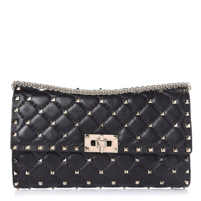 Valentino Garavani Lambskin Rockstud Spike Wallet on Chain Black 2 of 11