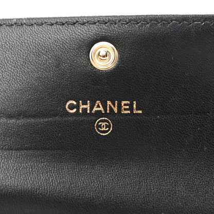 Chanel Lambskin Quilted CC Button Flap Card Holder Black 6 of 10