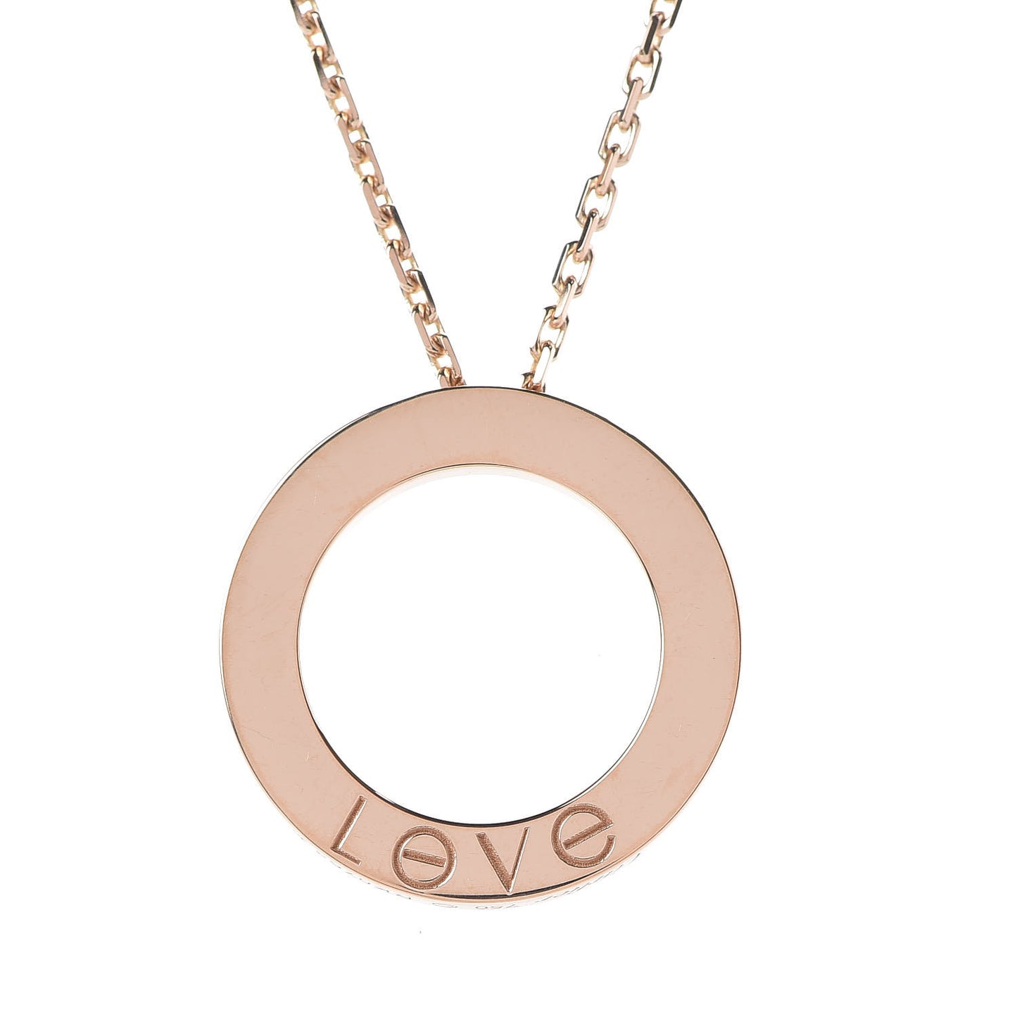 18K Pink Gold 3 Diamonds LOVE Pendant Necklace