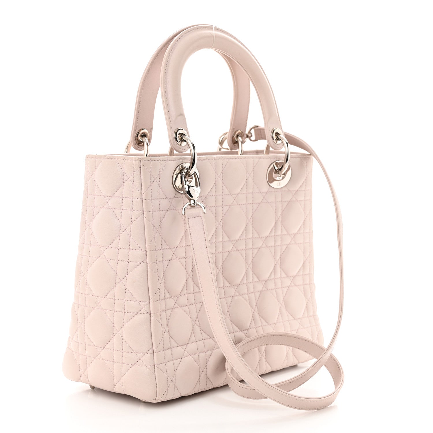 Christian Dior Lambskin Cannage Medium Lady Dior Light Pink 3 of 14