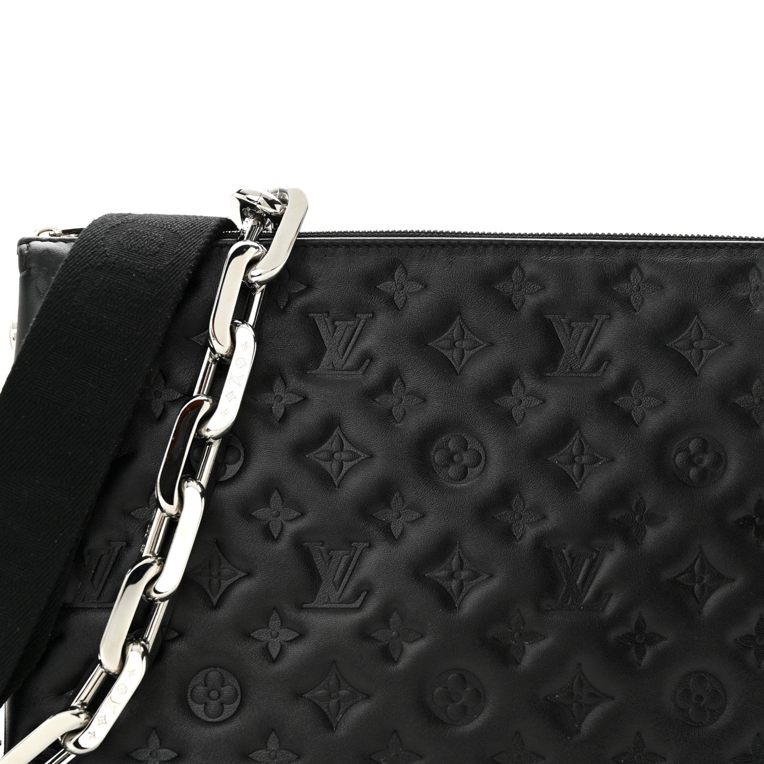 Louis Vuitton LOUIS VUITTON Lambskin Embossed Monogram Coussin MM Black 7 of 9