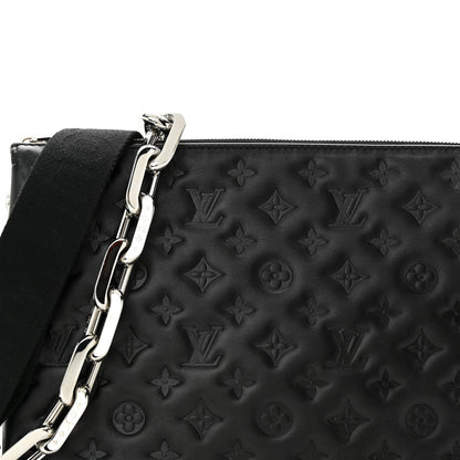 Louis Vuitton LOUIS VUITTON Lambskin Embossed Monogram Coussin MM Black 7 of 9