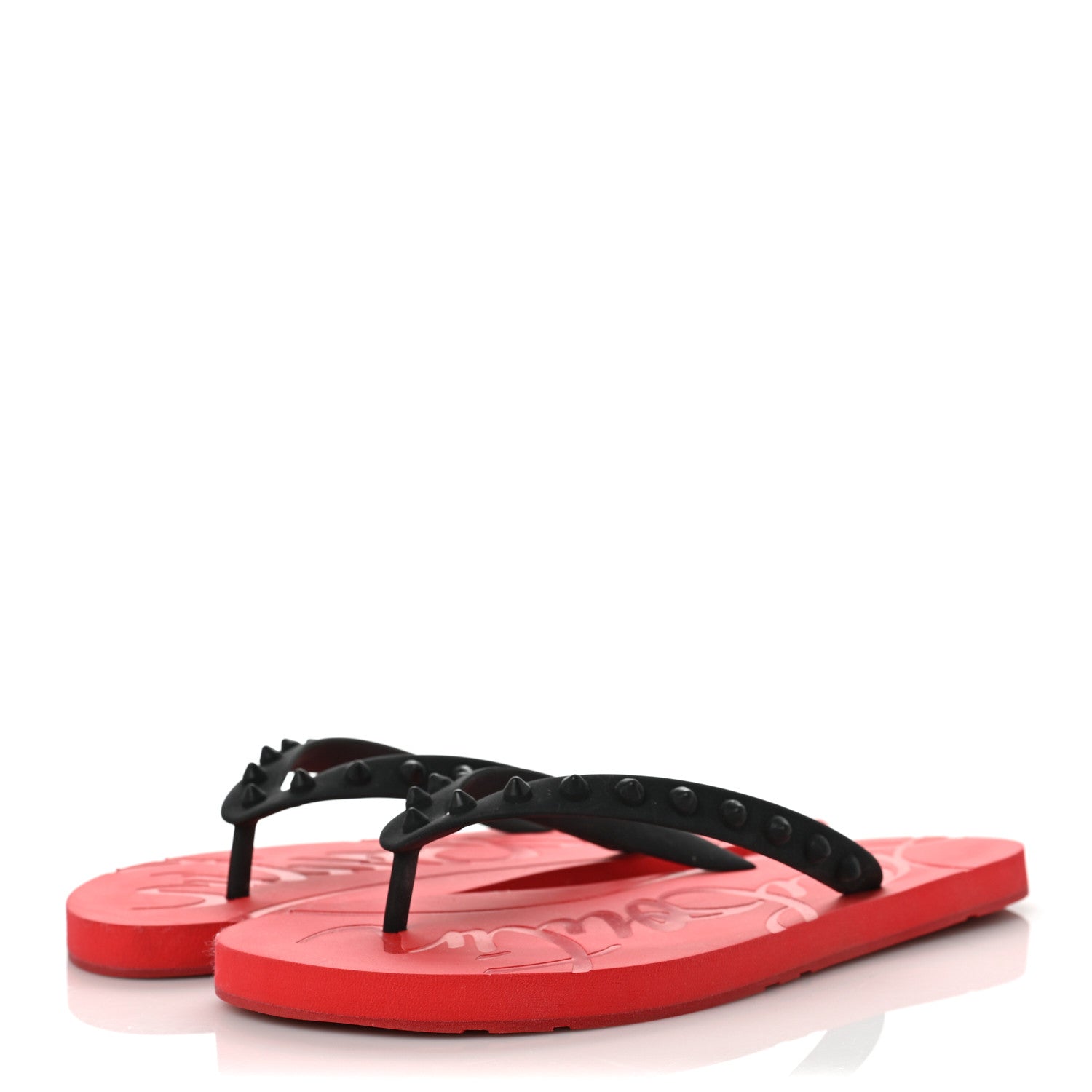 Christian Louboutin Rubber Spike Loubi Donna Flip Flop 38 Black 3 of 6