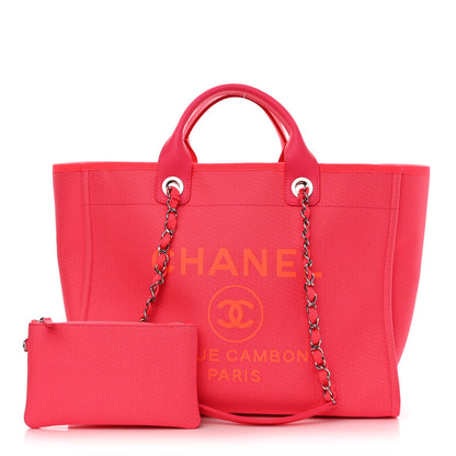 Chanel Mixed Fibers Calfskin Medium Deauville Tote Pink Orange 1 of 11