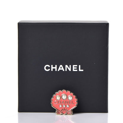 Chanel Enamel Pearl Seashell Brooch Pink Gold 6 of 6
