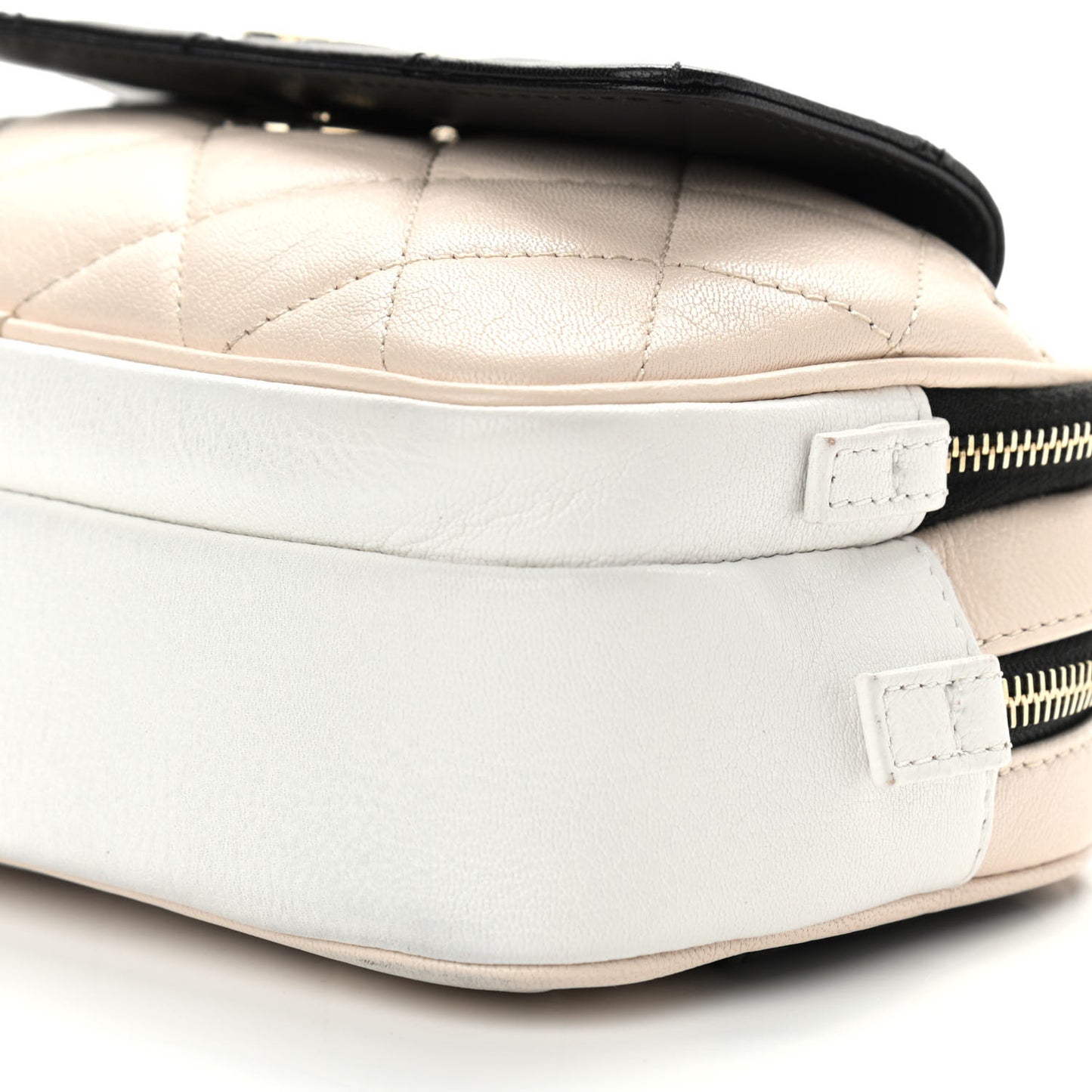 Goatskin Quilted Waist Bag Beige White Black
