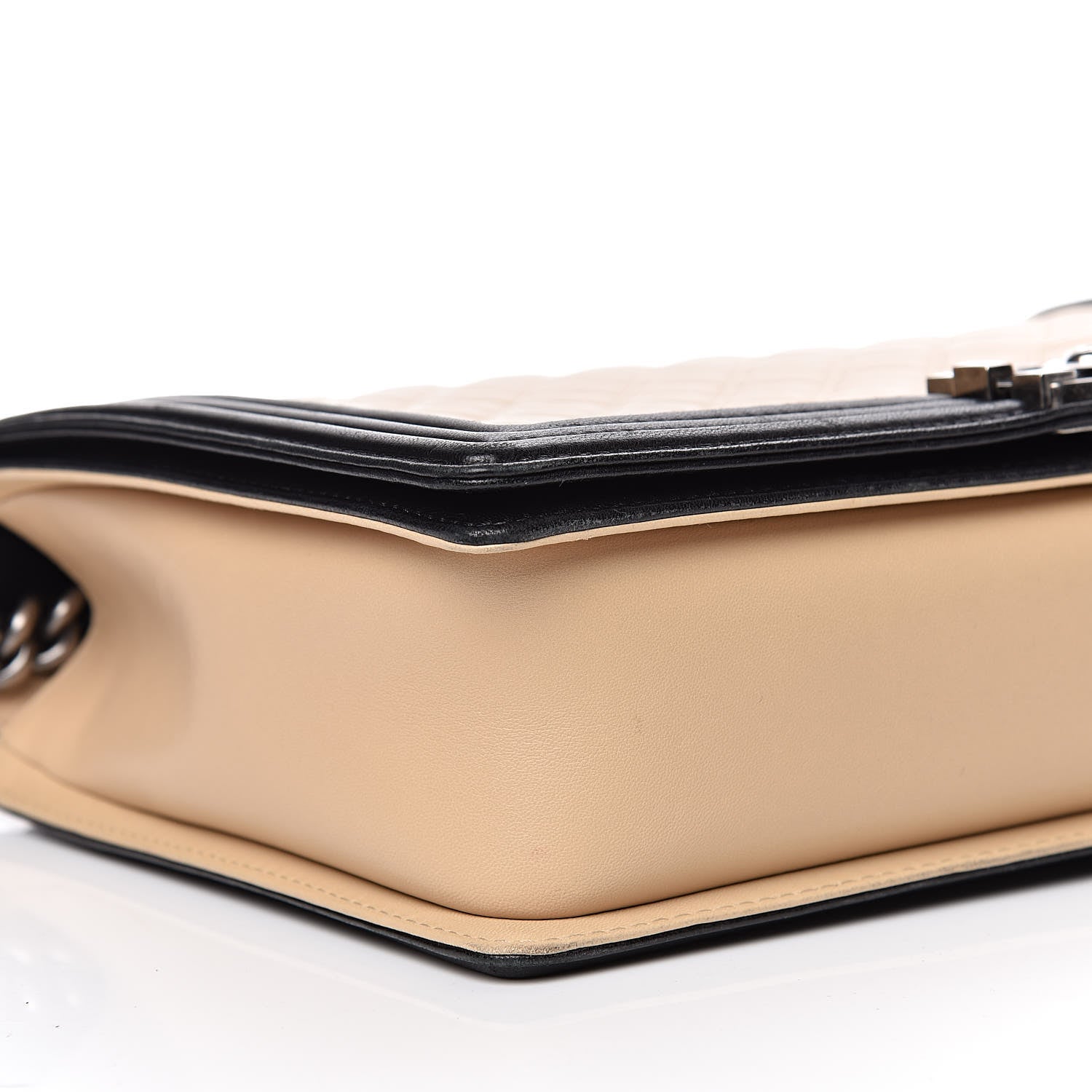 Chanel Lambskin Quilted Large Boy Flap Beige Black 10 of 14