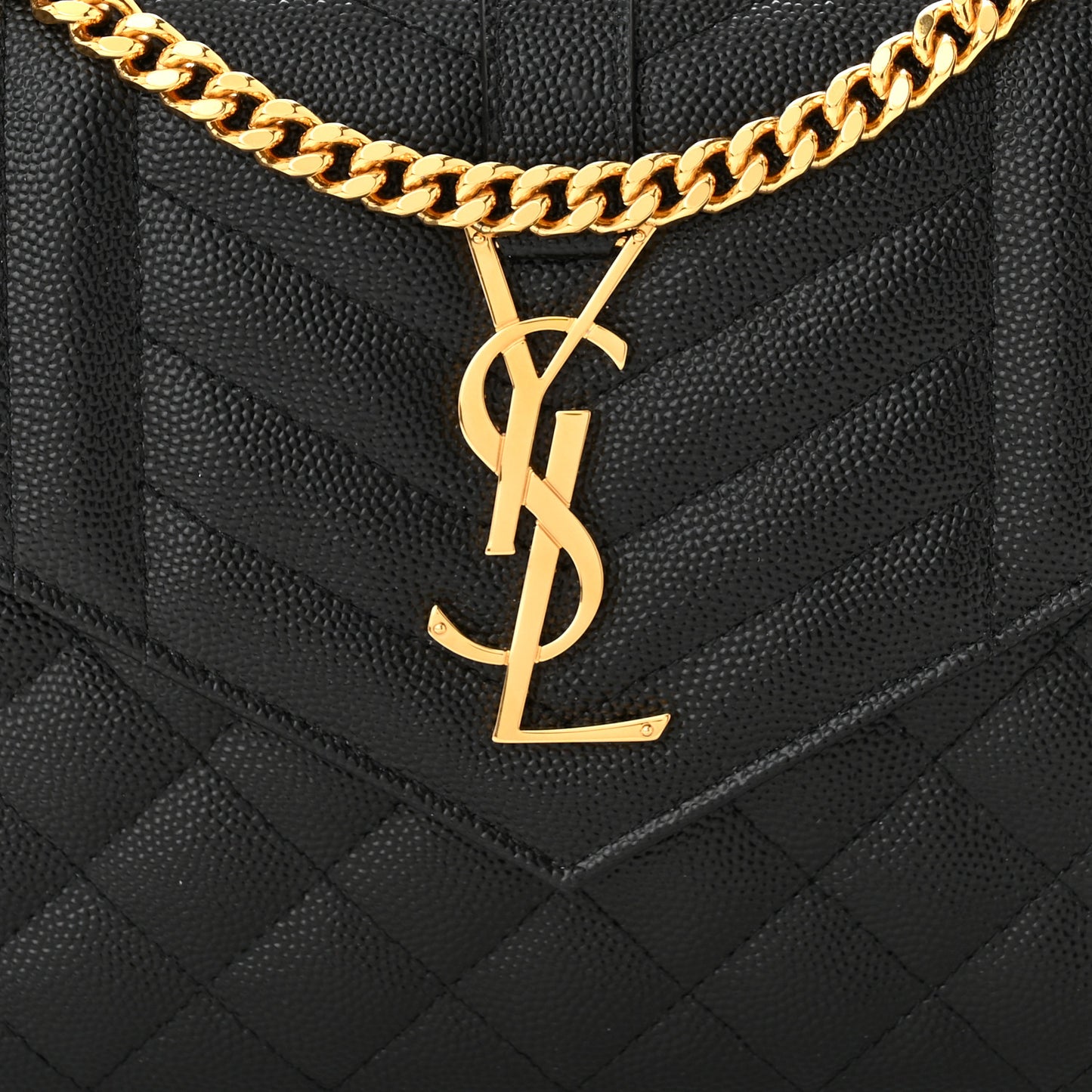Grain De Poudre Mixed Matelasse Triquilt Monogram Chain Wallet Black