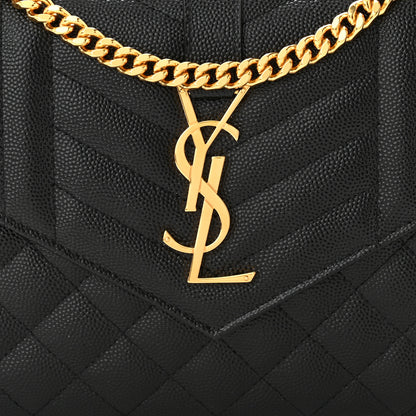Saint Laurent Grain De Poudre Mixed Matelasse Triquilt Monogram Chain Wallet Black 8 of 11