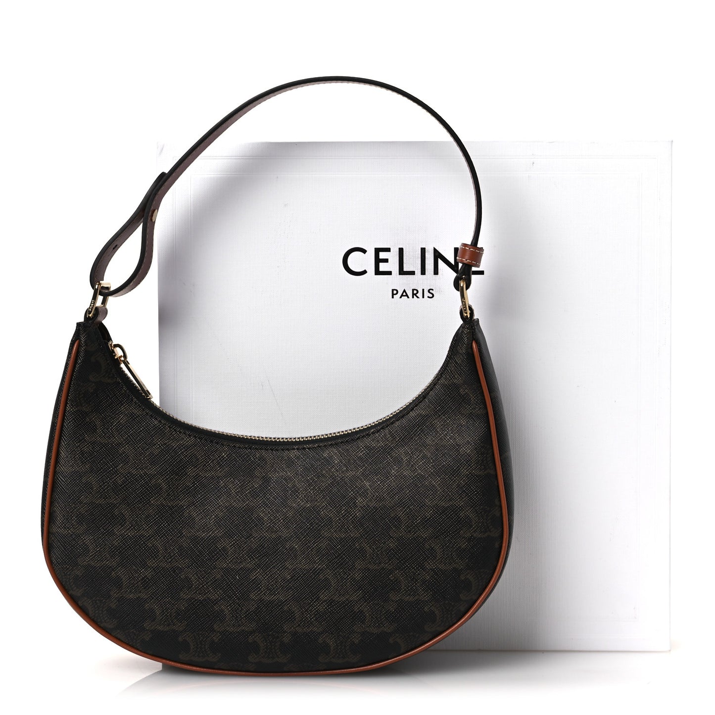 Triomphe Canvas Calfskin Ava Shoulder Bag Tan
