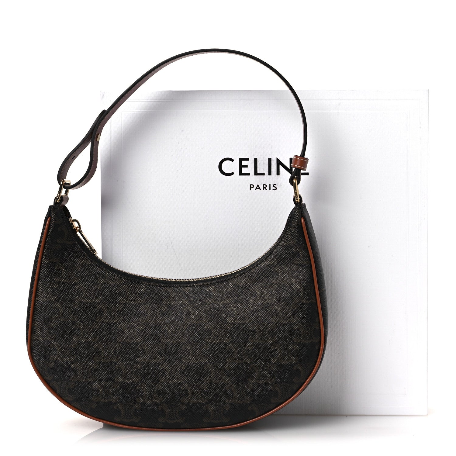 Celine Triomphe Canvas Calfskin Ava Shoulder Bag Tan 13 of 13