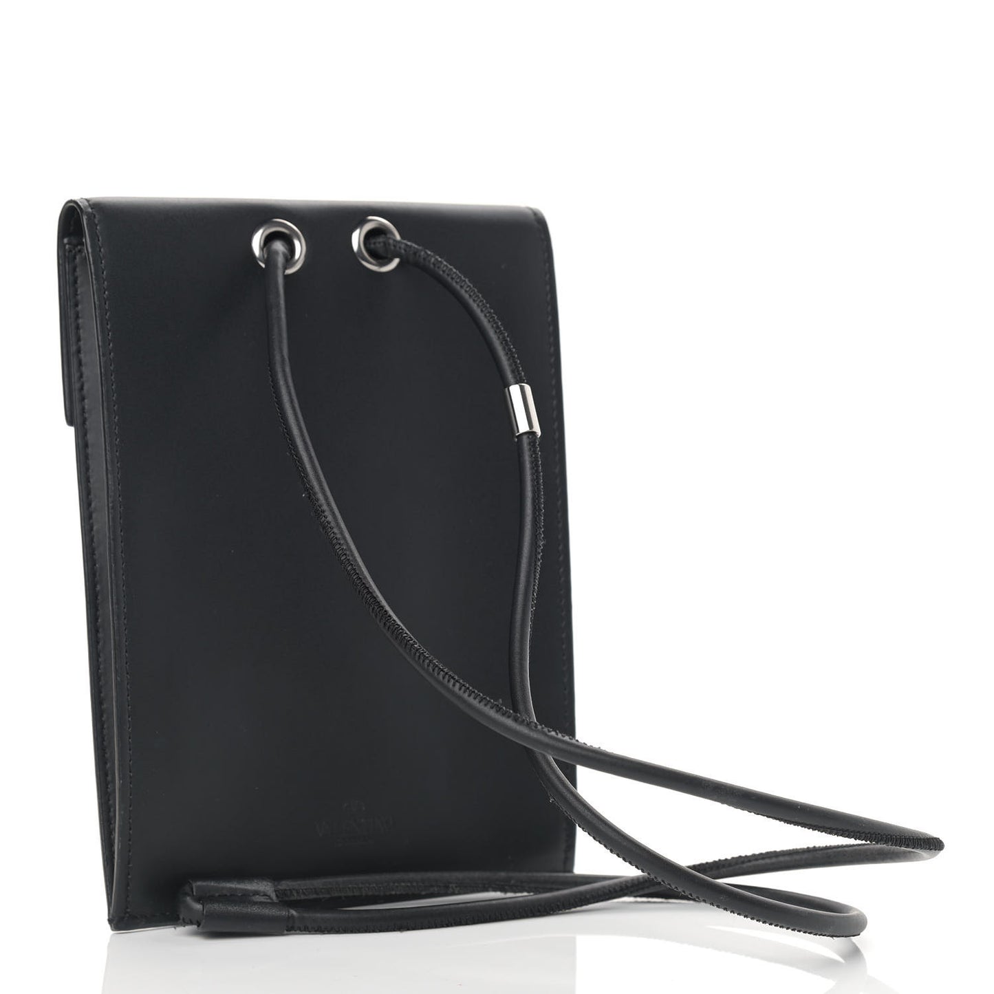 Calfskin VLTN Neck Strap Wallet Black