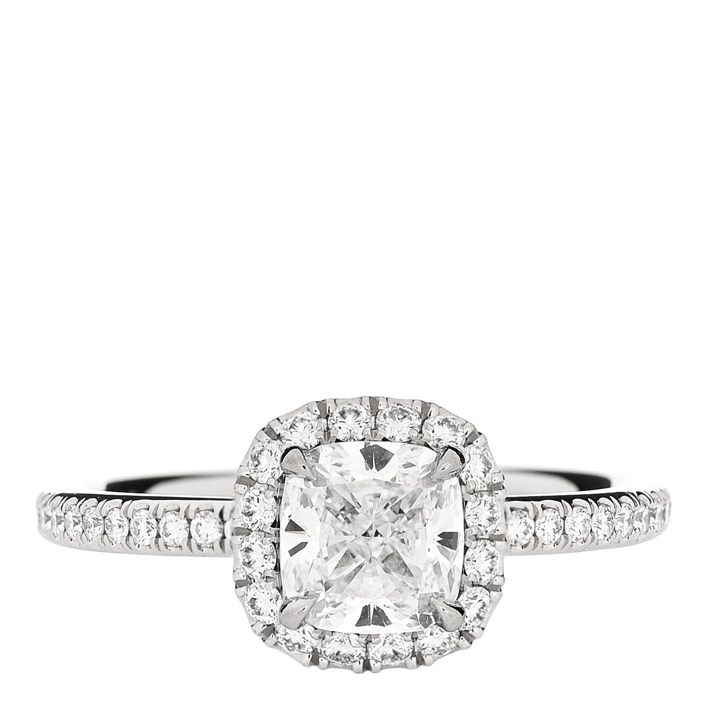 Platinum Diamond 1.01ct The One Cushion Cut Micropave Engagement Ring 53 6.25