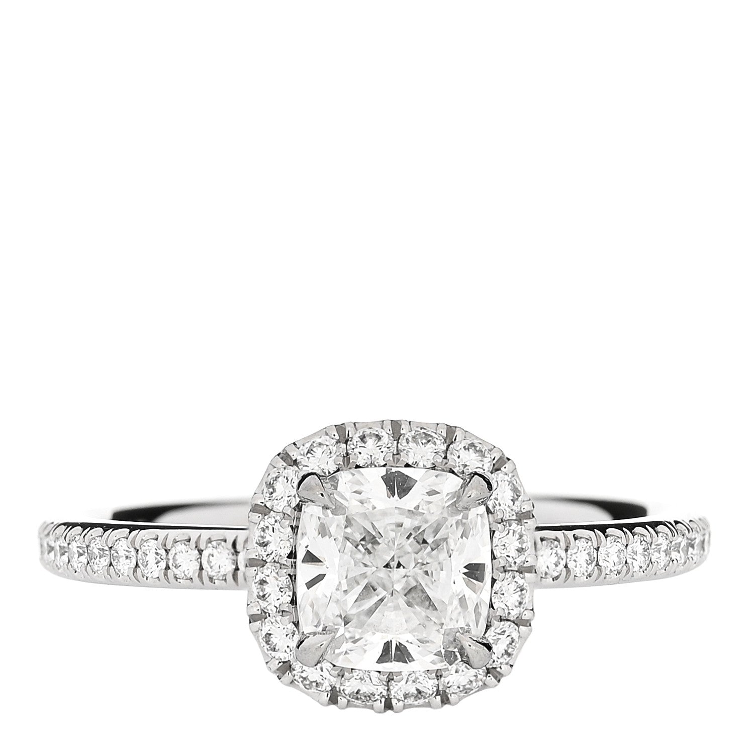 Harry Winston Platinum Diamond 1.01ct The One Cushion Cut Micropave Engagement Ring 53 6.25 1 of 7