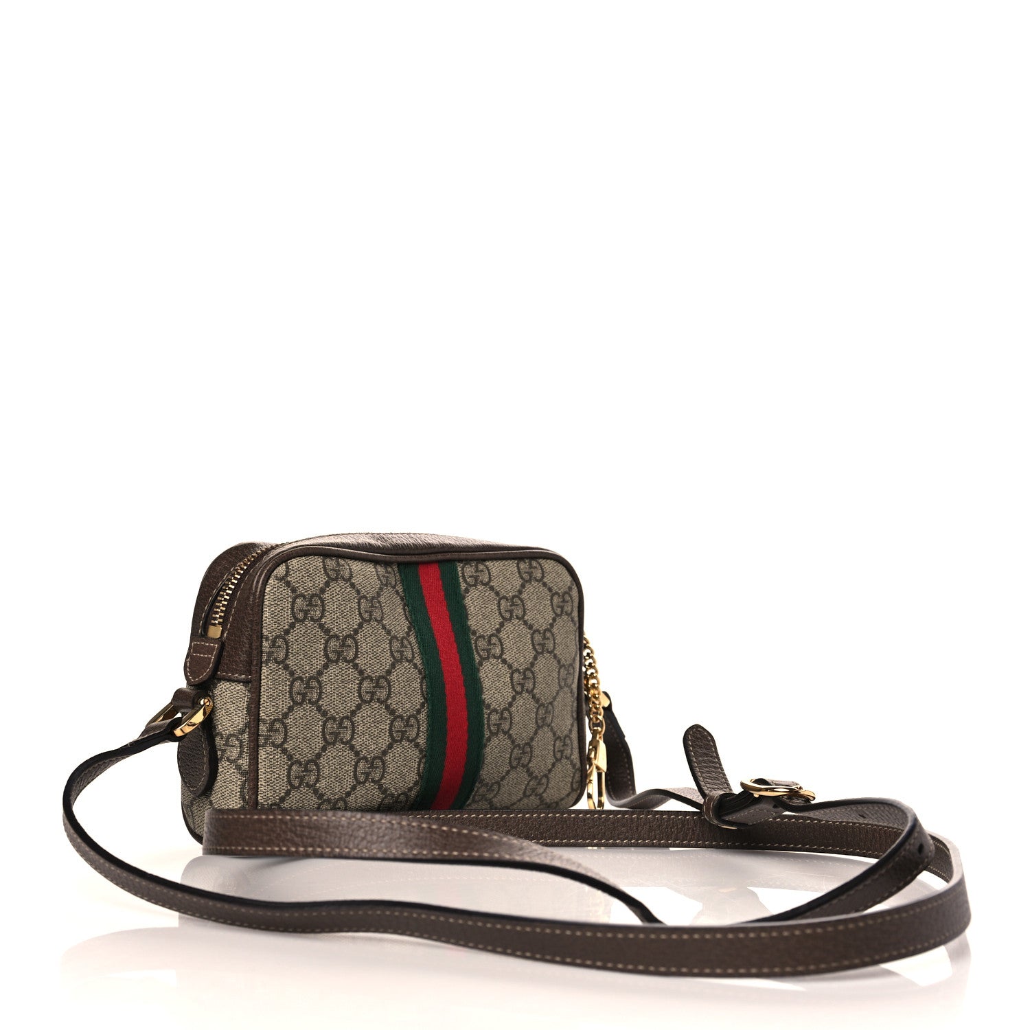 Gucci GG Supreme Monogram Web Mini Ophidia Shoulder Bag Brown 2 of 13