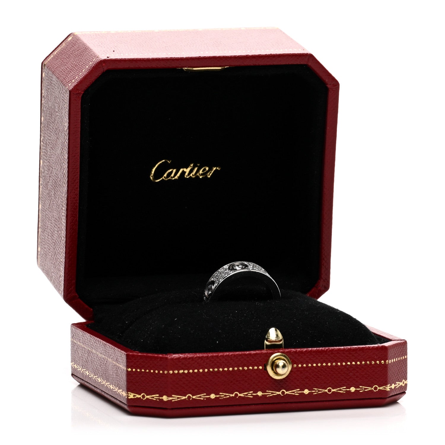 Cartier 18K White Gold Diamond 6.5mm LOVE Paved Ring 48 4.5 3 of 5