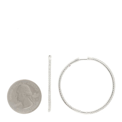 Roberto Coin 18K White Gold Diamond 1.34ctw Inside Outside Hoop Earrings 2 of 4