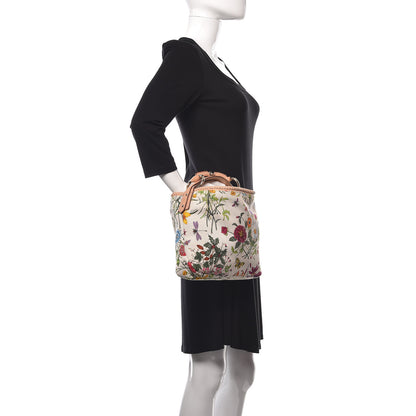 Gucci Canvas Flora Floral Small Horsebit Chain Hobo 2 of 11