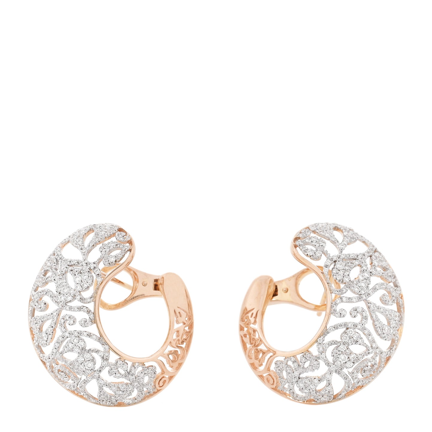 18K Rose Gold Diamond Arabesque Earrings
