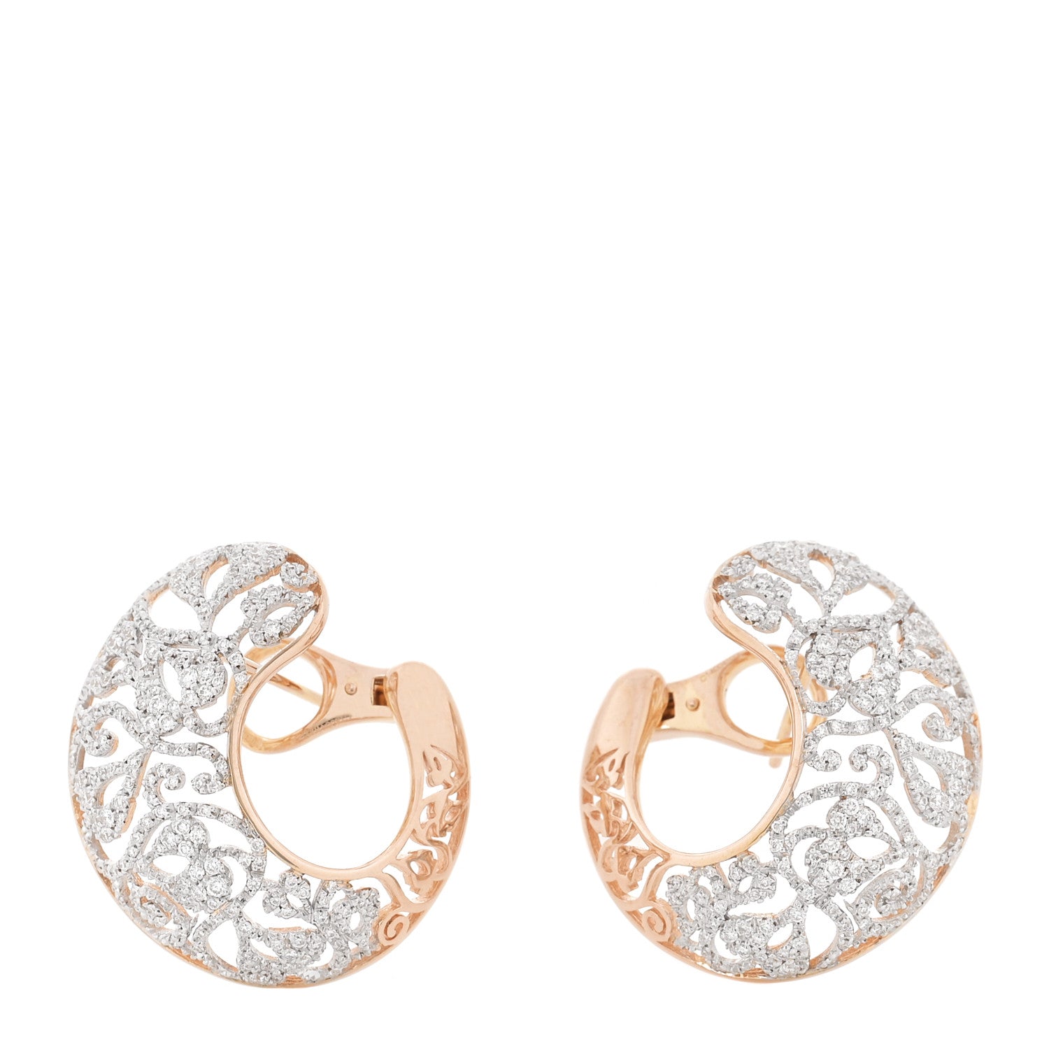 Pomellato 18K Rose Gold Diamond Arabesque Earrings 1 of 4