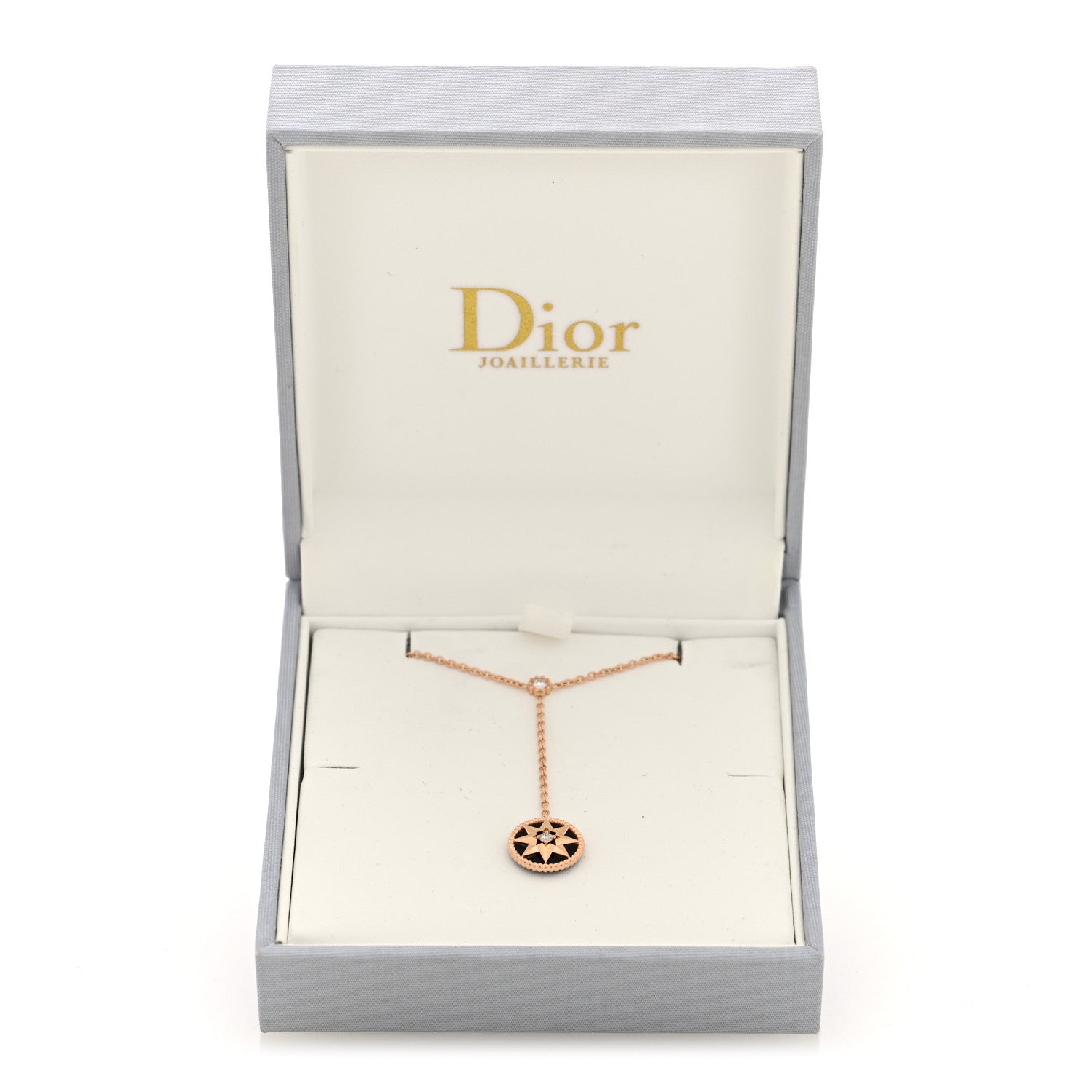 Christian Dior 18K Rose Gold Diamond Black Onyx Rose Des Vents Y Necklace 5 of 5
