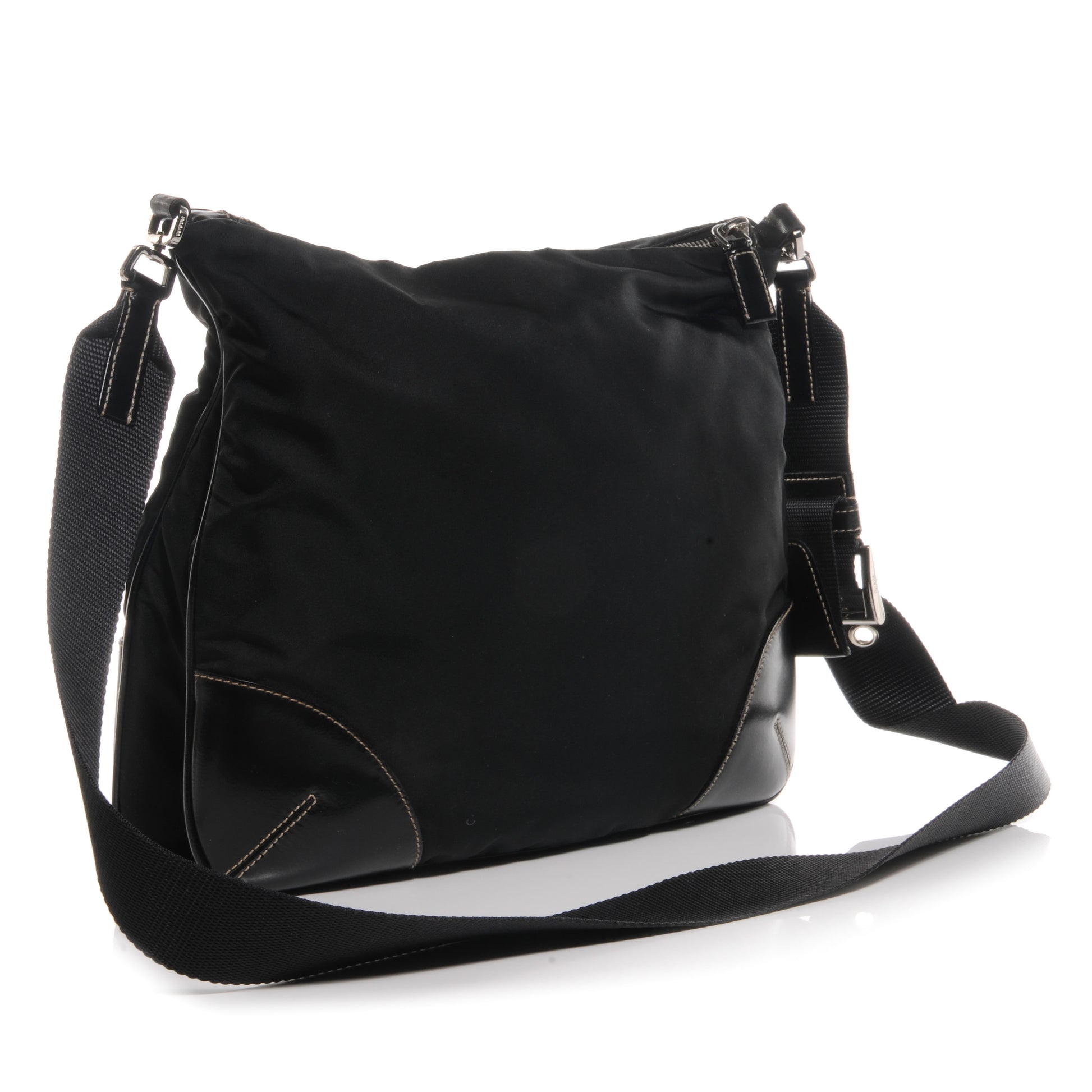 Prada Nylon Flat Messenger Bag Black 3 of 9