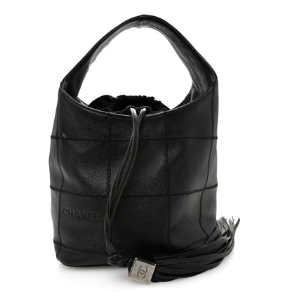 Chanel Calfskin Square Stitched Tassel Hobo Black 1 of 10