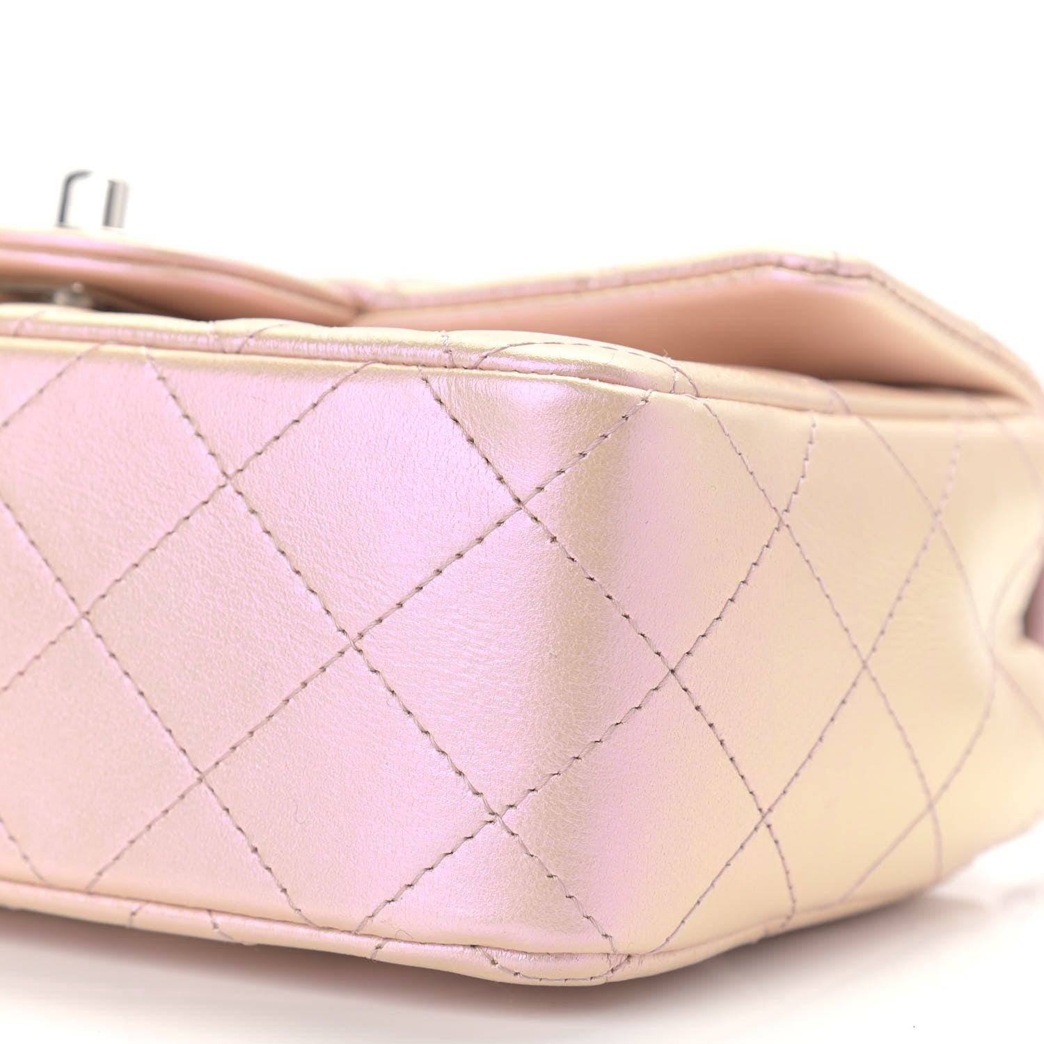 Chanel Iridescent Calfskin Quilted Mini Rectangular Flap Pink 10 of 11