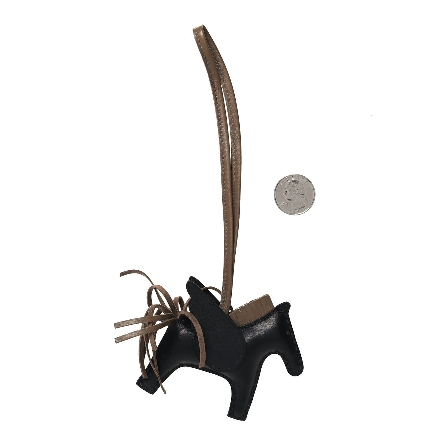 Milo Lambskin Grigri Rodeo Pegase Horse Bag Charm PM Black Etoupe