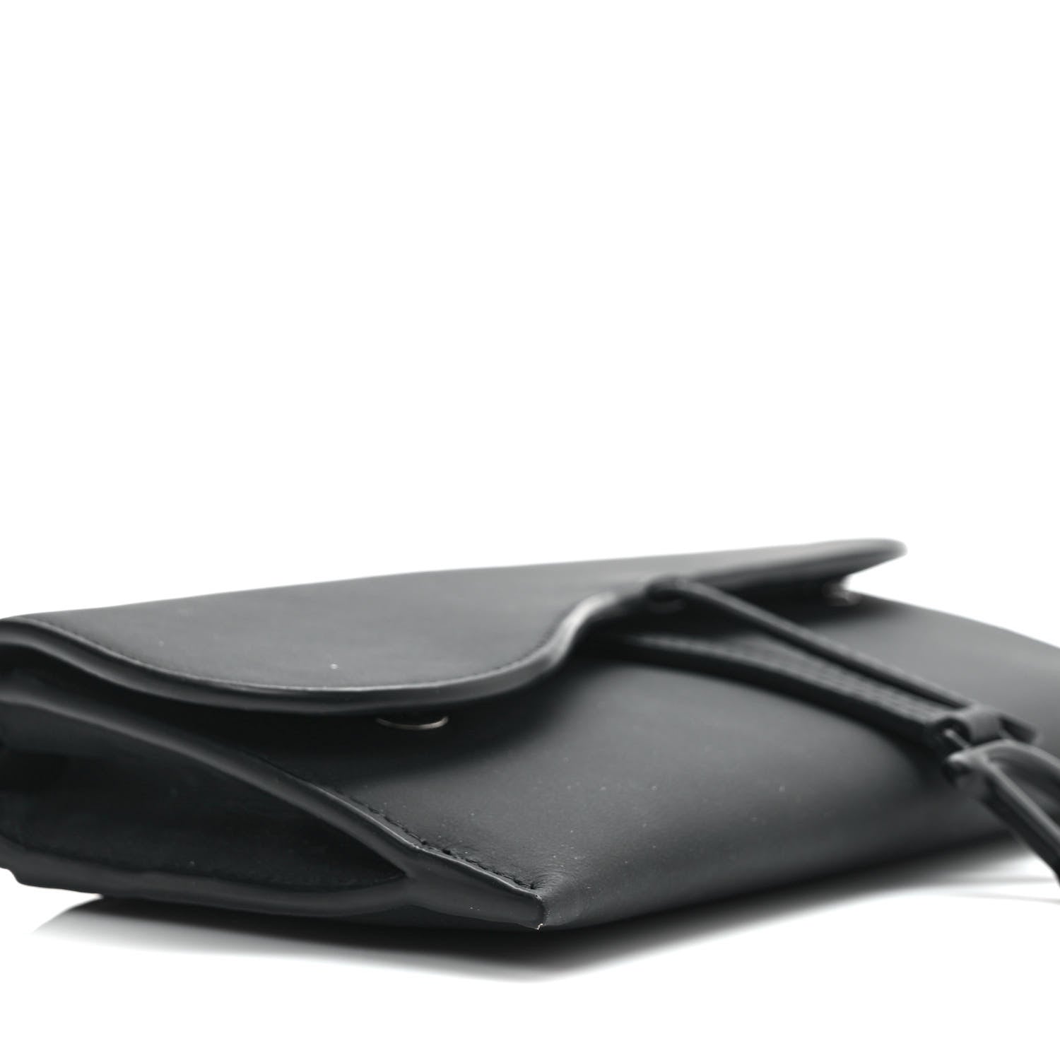 Christian Dior Ultra Matte Calfskin Saddle Chain Wallet Pouch Black 8 of 11