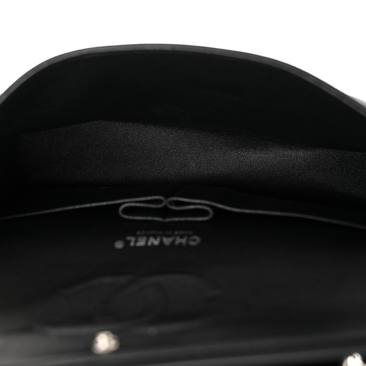 Lambskin Chevron Quilted Medium Double Flap Black