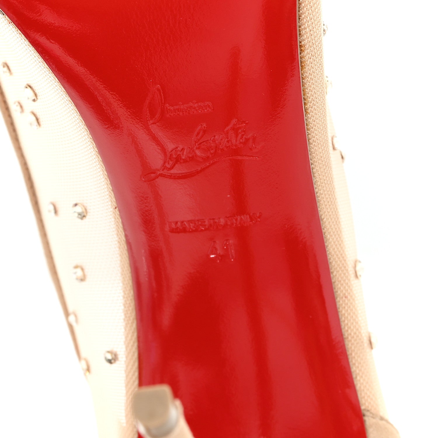 Christian Louboutin Suede Lame Crystal Strass Follies 100 Pumps  41 Light Silk 7 of 9