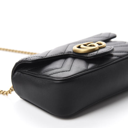 Gucci Calfskin Matelasse Super Mini GG Marmont Shoulder Bag Black 6 of 11